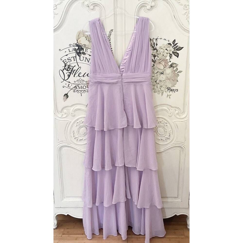 Lilac Tiered V-Neck Maxi Dress - Picture 8 of 11